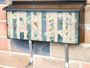 White and Blue Flowers Townhouse Mailbox Cover