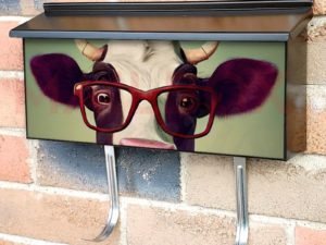 Cow in Eyeglasses #4 Townhouse Mailbox Cover