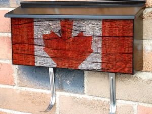 Painted on Wood Canadian Flag Design Townhouse Mailbox Cover