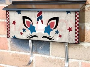 Cute American Patriot Unicorn Townhouse Mailbox Cover