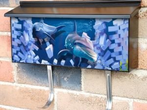 Dolphins Breaking Through the Wall Townhouse Mailbox Cover
