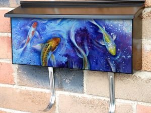 Japanese Koi Fish in a Pond Townhouse Mailbox Cover