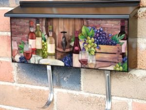 Rustic Winery with Wine Bottles Townhouse Mailbox Cover