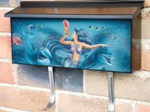 Beautiful Mermaid and Dolphins Townhouse Mailbox Cover