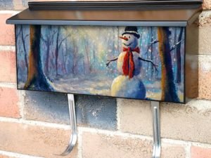Winter Forest Snowman Townhouse Mailbox Cover