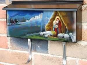 The Holy Family and Sheep Townhouse Mailbox Cover