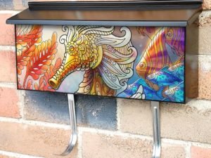 Watercolor Seahorse Mandala Townhouse Mailbox Cover