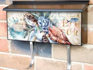 Vintage Turtle and Flowers Townhouse Mailbox Cover