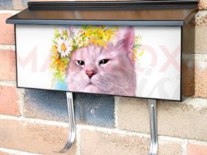 Cat with Flowers and Butterfly Townhouse Mailbox Cover