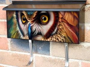 Fantasy Rainbow Owl Townhouse Mailbox Cover