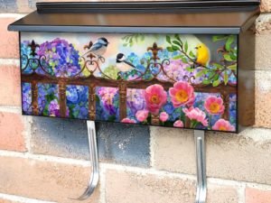 Summer Cottage Garden with Birds Townhouse Mailbox Cover