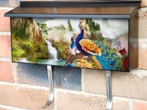 Chinese Traditional Colorful Peacocks #2 Townhouse Mailbox Cover