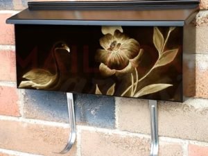 Sepia Style Flamingo and Tropical Flowers Townhouse Mailbox Cover