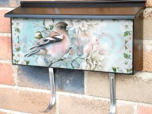 Little Bird on a White Rose Bush Townhouse Mailbox Cover