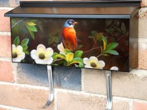 Pretty Bird on a Blooming Tree Townhouse Mailbox Cover