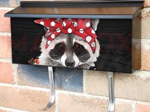 Cute Raccoon with Bandana and Poppies Townhouse Mailbox Cover
