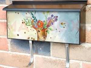 Beautiful Deer with Flowers Townhouse Mailbox Cover