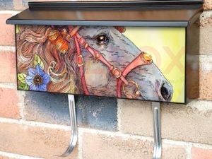 Beautiful Arabic Horse with Flowers Townhouse Mailbox Cover