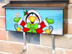 Cute Skating Penguin Girl #2 Townhouse Mailbox Cover