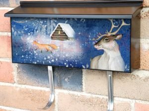 Winter Wonderland with a Reindeer Townhouse Mailbox Cover