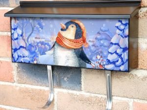 Curious Christmas Penguin  Townhouse Mailbox Cover