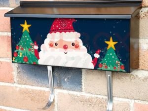 Cute Santa in the Snow Townhouse Mailbox Cover
