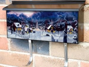 Christmas Town and Falling Stars Townhouse Mailbox Cover