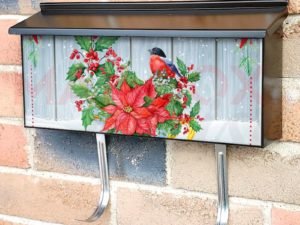 Winter Teacup with Flowers and a Robin Townhouse Mailbox Cover