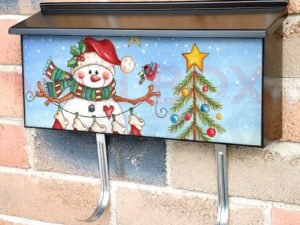 Snowman with Stockings Townhouse Mailbox Cover