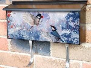 Two Little Winter Birds Townhouse Mailbox Cover