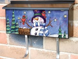 Snowman with a Believe Sign Townhouse Mailbox Cover