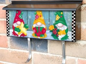 Three Christmas Gnomes Townhouse Mailbox Cover