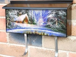 Christmas Morning in the Forest Cottage Townhouse Mailbox Cover