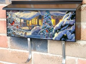 Landscape with Pine Tree and Bullfinches Townhouse Mailbox Cover