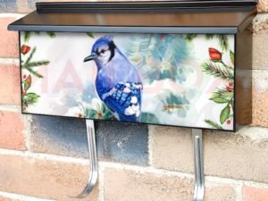 Blue Jay on a Pine Tree Townhouse Mailbox Cover