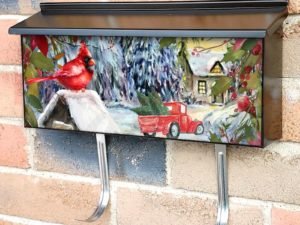 Winter Cottage and a Cardinal #2 Townhouse Mailbox Cover