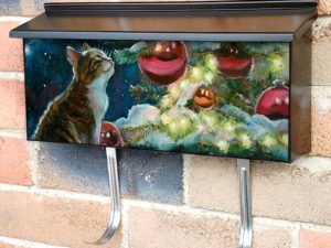 Kitten and the Christmas Tree #2 Townhouse Mailbox Cover