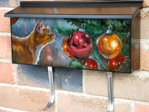 Kitten and the Christmas Tree #3 Townhouse Mailbox Cover