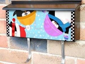 Adorable Winter Penguins Townhouse Mailbox Cover