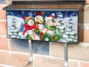 Happy Snowman Family Townhouse Mailbox Cover