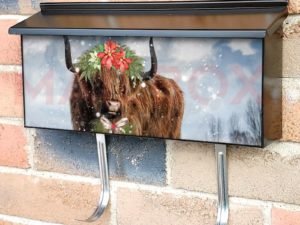 Festive Highland Cow Townhouse Mailbox Cover