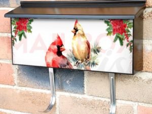 Christmas Cardinal Couple Townhouse Mailbox Cover