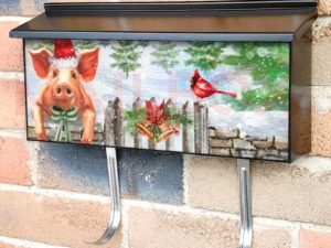 Piglet Waiting for Santa Townhouse Mailbox Cover