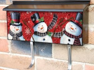 Snowman with Tweed Scarf Townhouse Mailbox Cover
