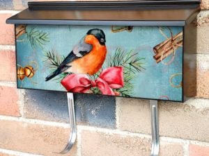 Christmas Robin and Decorations Townhouse Mailbox Cover
