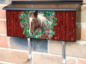 Horse with a Wreath in a Barn Townhouse Mailbox Cover