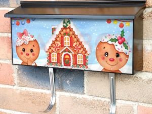 Sweet Christmas Gingerbread Couple Townhouse Mailbox Cover