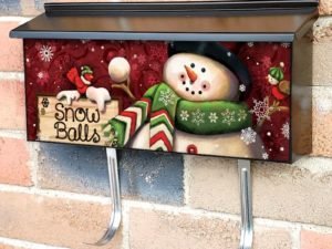 Snowman with a Sign and Cardinal Townhouse Mailbox Cover
