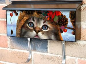 Cute Christmas Kitten with Pine Cones Townhouse Mailbox Cover