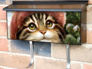 Cute Christmas Kitten in Hat #2 Townhouse Mailbox Cover